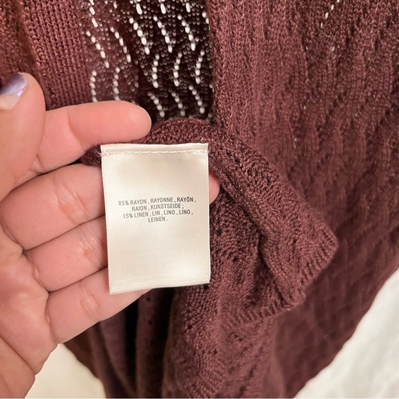 ANTHROPOLOGIE | PILCRO POINTELLE SWEATER DUSTER LONG CARIDGAN IN BROWN MEDIUM - Picture 8 of 10